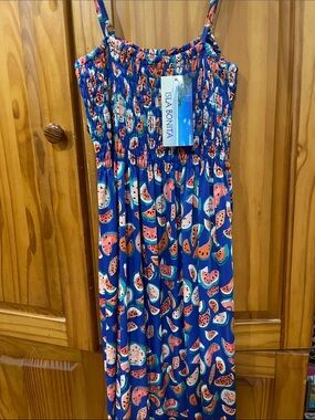 Isla Bonita Blue Watermelon Print Midi Dress